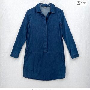 COS Navy Long Sleeve Denim Dress